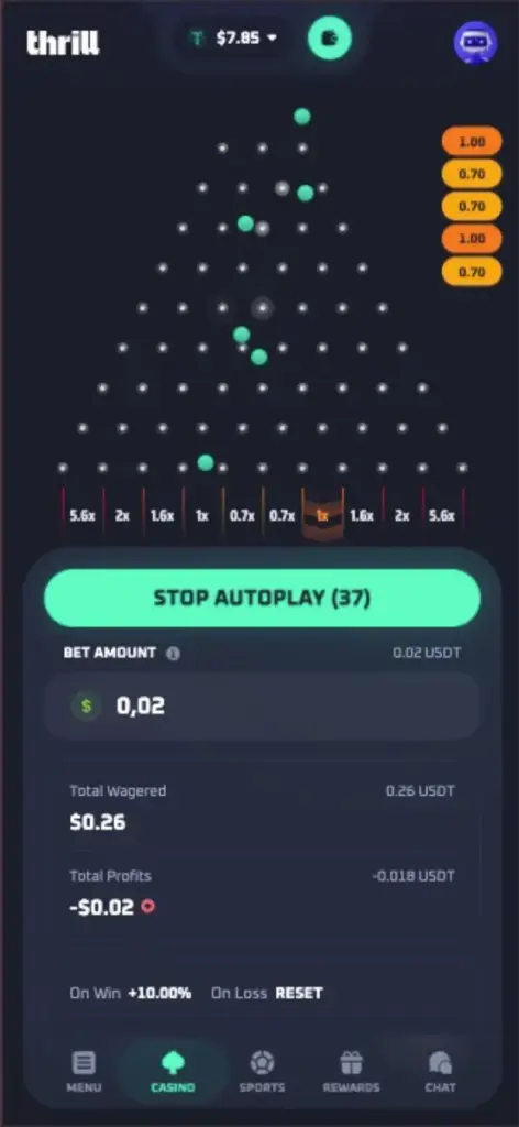 Plinko by Thrill auto mode