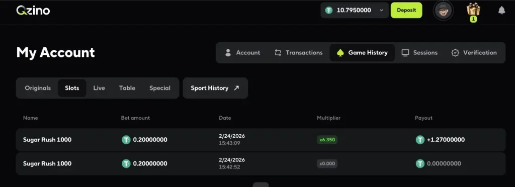 Qzino gaming sessions