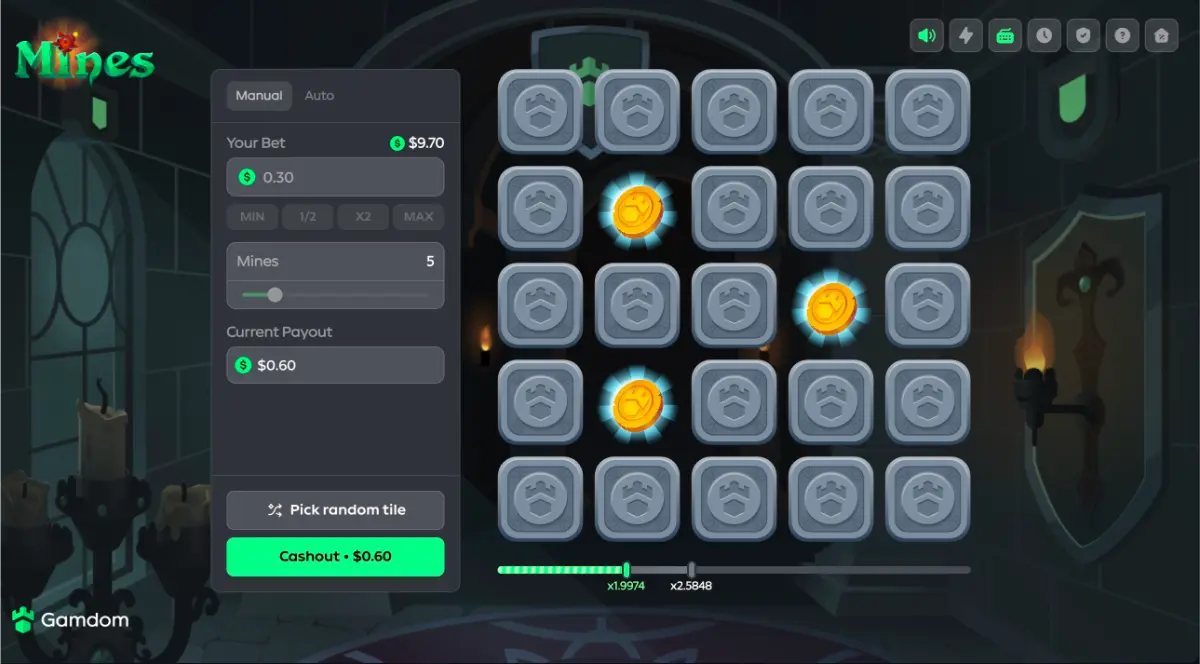 Gamdom mines desktop preview 2