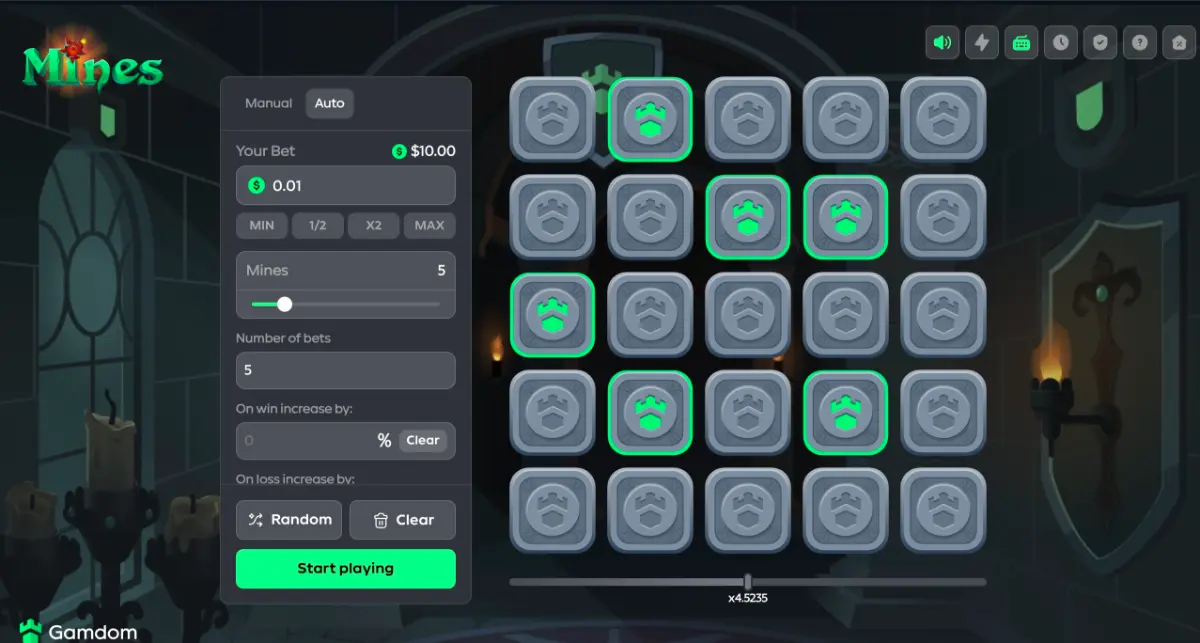 Gamdom mines desktop preview