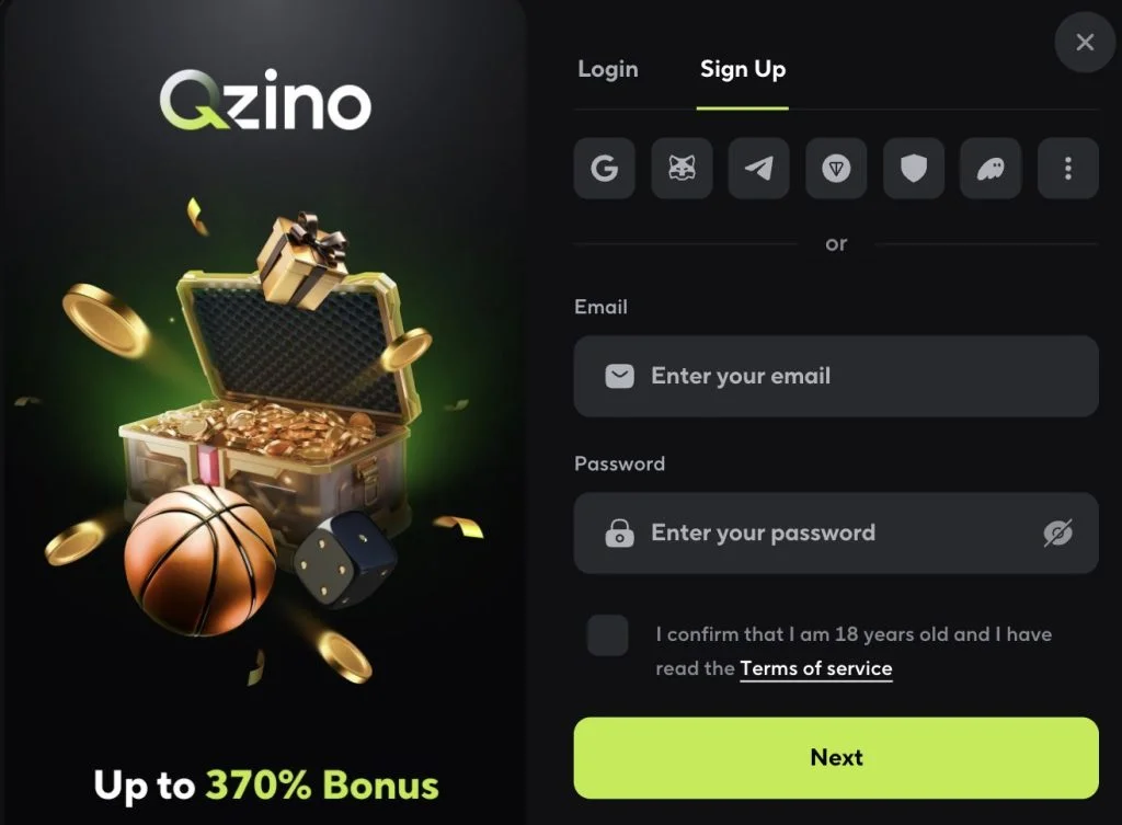 qzino sign up