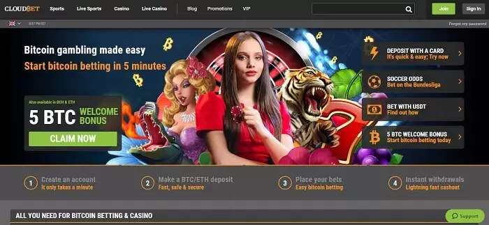 Cloudbet homepage