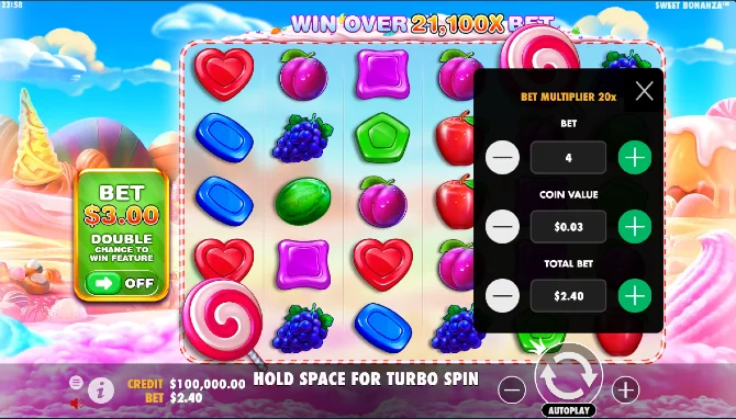 sweet bonanza slot machine intro screen