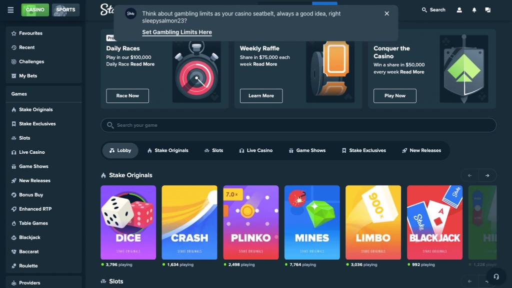 stake responsible gambling popup