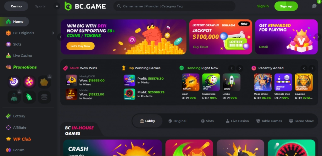 Bc Game Casino homepage