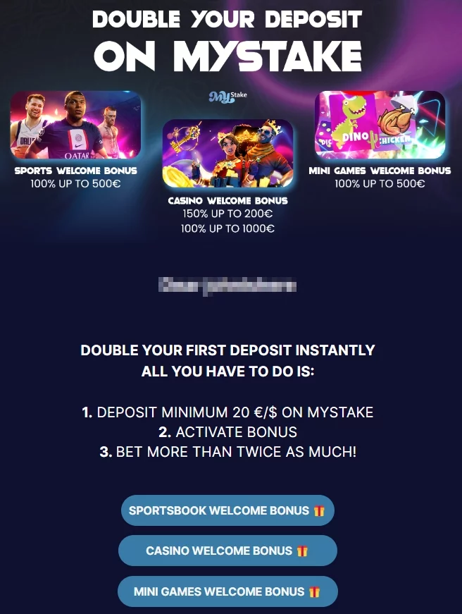 MyStake deposit bonus email