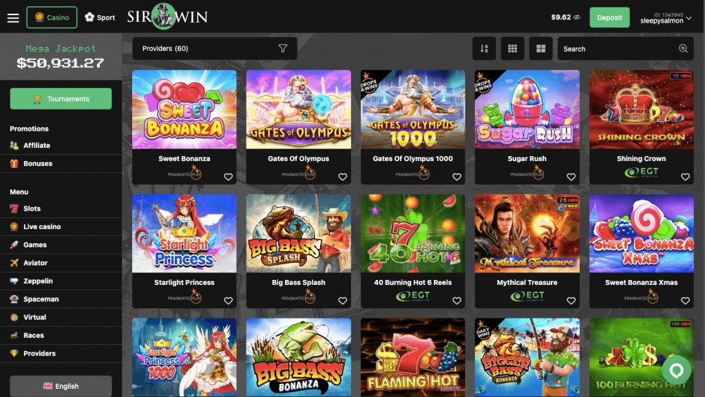 sirwin slots selection