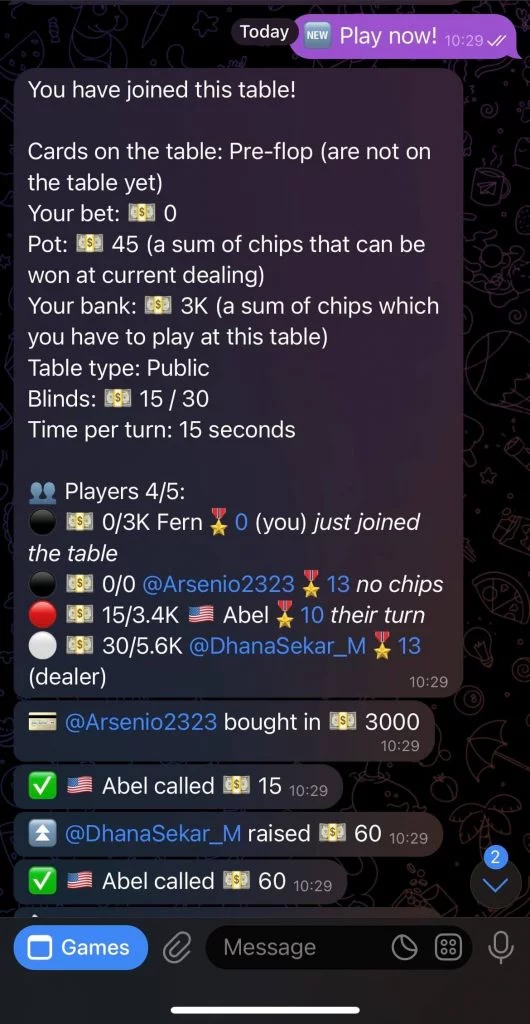 text-based telegram casino bot