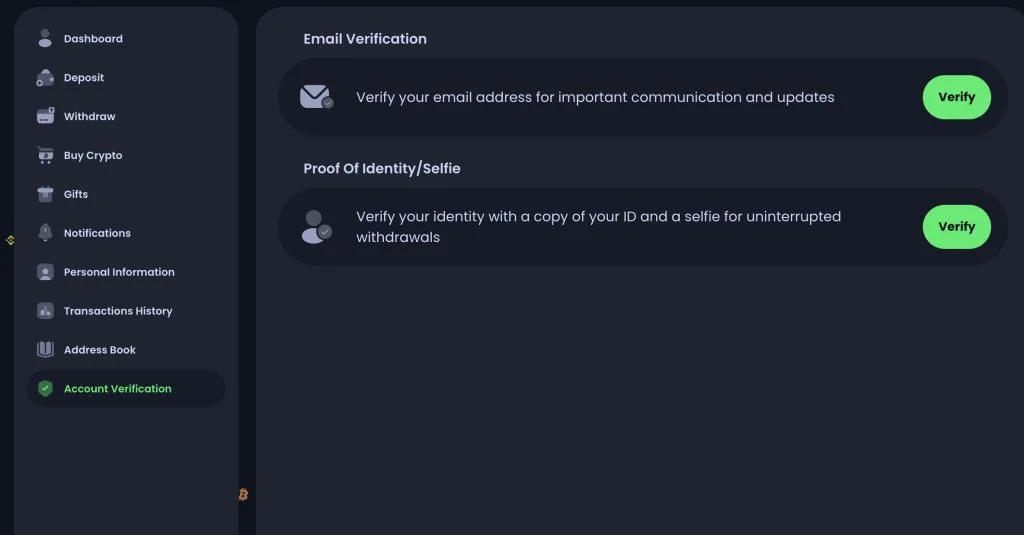 Jack.com verification tab
